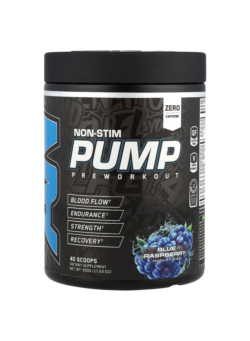 Non-Stim Pump Pre Workout, Blue Raspberry , 17.63 oz (500 g)
